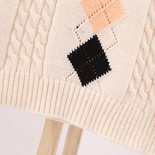 Kids Girls V-Neck Plaid Knitted Sweater Vest Sleeveless Pullover Casual Tops School Uniform Waistcoat4