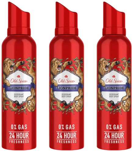 Old Spice Lionpride No Gas Deodorant Body Spray Perfume For Men, 140ml (Pack of 3)