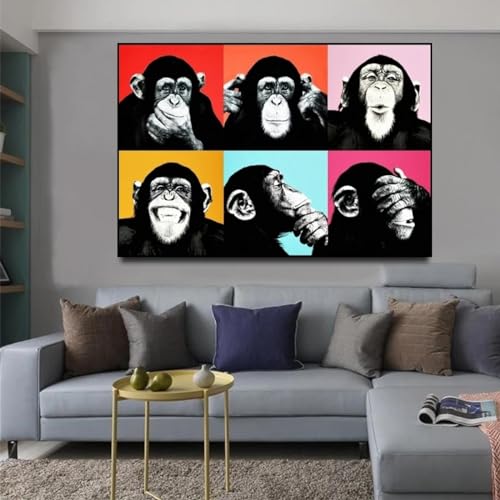 Peinture sur toile de singe drôle dsdsgog 50x70cm pour déco murale