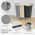 3 Section Rolling Laundry Sorter Cart with Wheels, 360L - Image 6