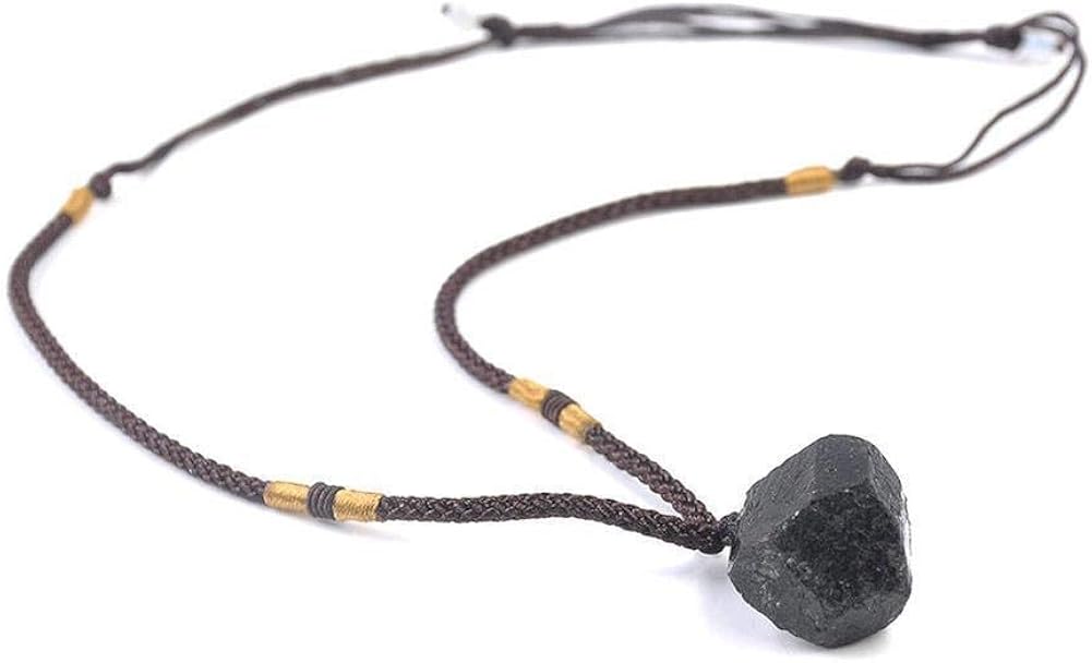 Miniatura 2 de weiyufang Collar de piedra de turmalina negra natural de cristal original de piedra mineral espécimen de moda amuleto turmalina pilar colgante