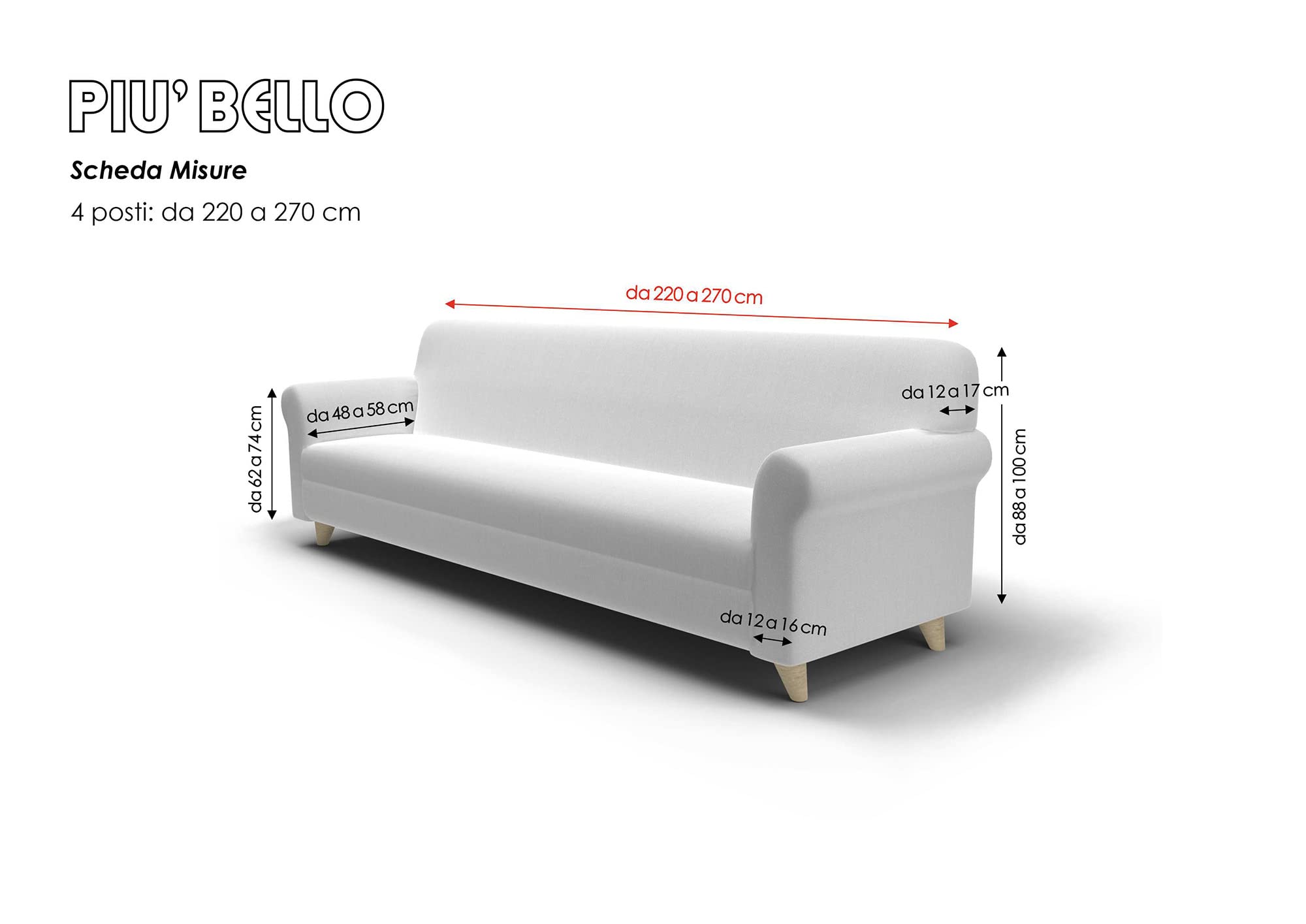 Italian Bed Linen Più Bello bielastic Sofa Cover Yellow, 4 Places, 4 Seats - Image 4