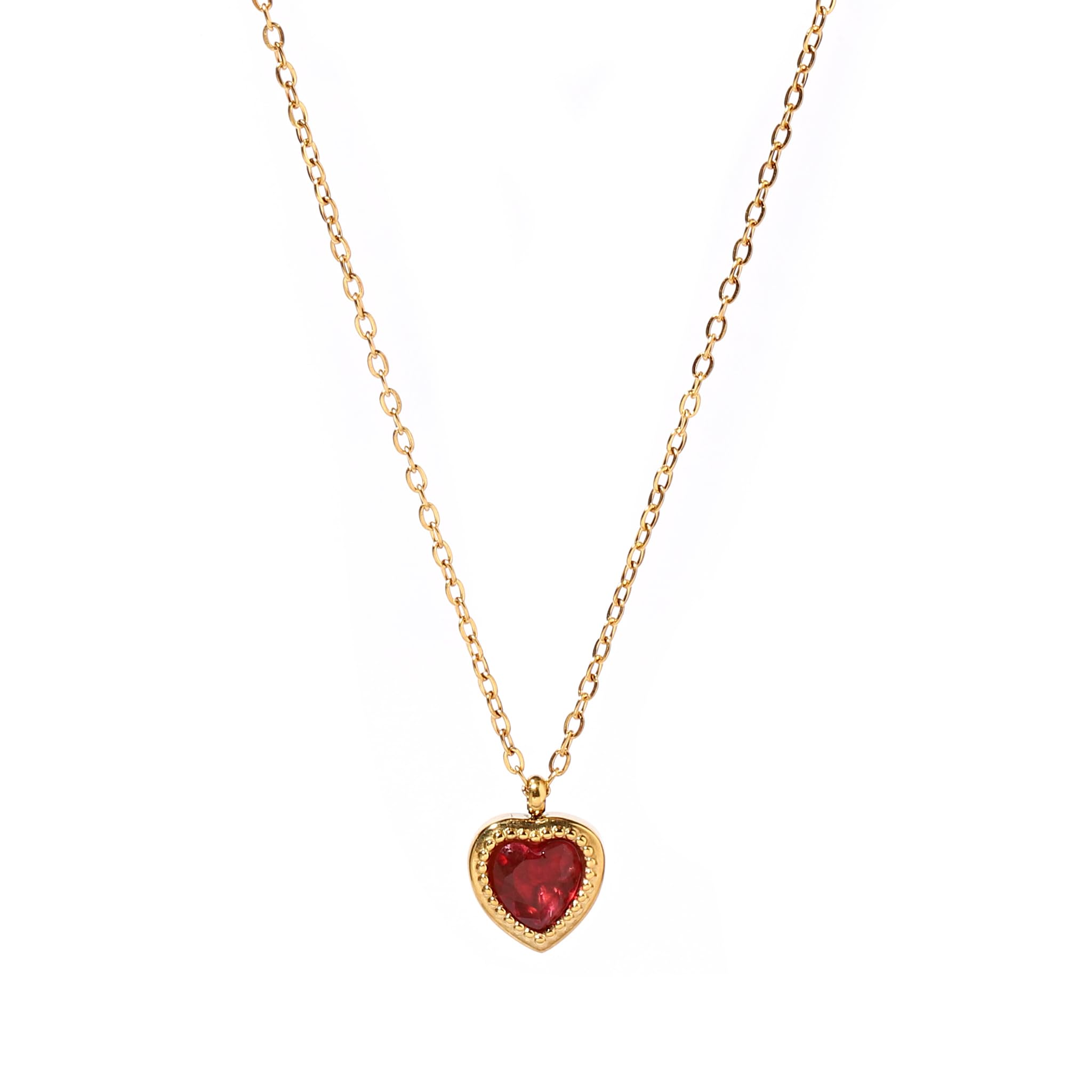 SALTY Red Heart Charm Gold Necklace for Women & Girls | Neck Chain | Locket | Necklace | Fancy & Stylish | Aesthetic Jewellery | Everyday Accessories (B0DCS2TYS8) Amazon Price History, Amazon Price Tracker