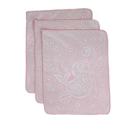 Salviette Asciughini per Bambino/Neonato - Cotone Jacquard 100% Made in Italy - Ideali Per Asilo, Nido, Materna - Disegno FOCA/ORSETTO AVIATORE (Set 3PZ Rosa)