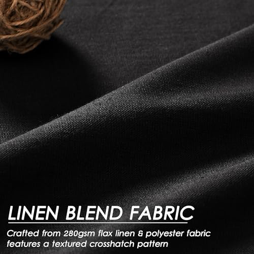 Image of Black 100% Blackout Linen Curtains for Bedroom 102 Inches Long Back Tab Thermal Insulated Vintage Farmhouse Decor Modern Black Out Curtain for Living Room Dining Room Drapes 52x102, 2 Panels