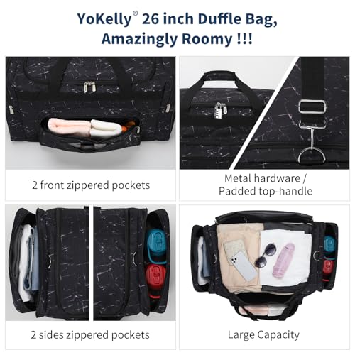 Image of 26 inch Duffle Bag for Men, Marble Black