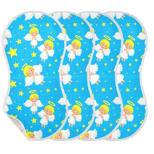 Baby Burp Cloths, Soft Absorbent Burping Cloths for Babies, Cotton Milk Spit Up Rags, Large Size for Newborns, Baby Boys and Girls (Halo Angel Design)3