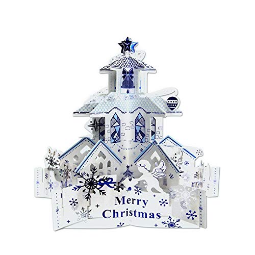 DieffematicSDK Geburtstagskarte Weihnachtskarten, Stereo 3D, White Christmas Bell Tower, kreatives Design.