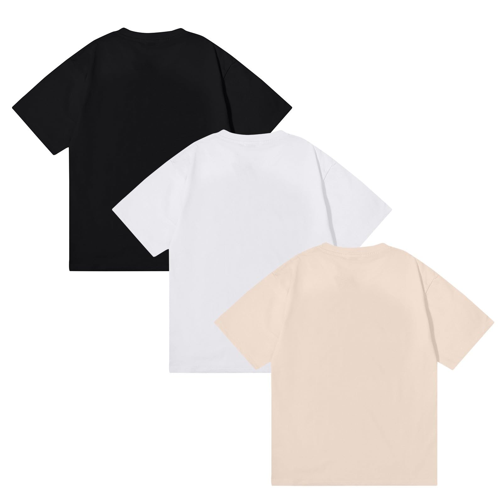 SOOUICKER Oversized Tshirt Herren Set Vintage T Shirt 3er Pack Print Funktionsshirt Kurzarm Muster Fitness Shirt Herren Gym Weit mit Aufdruck