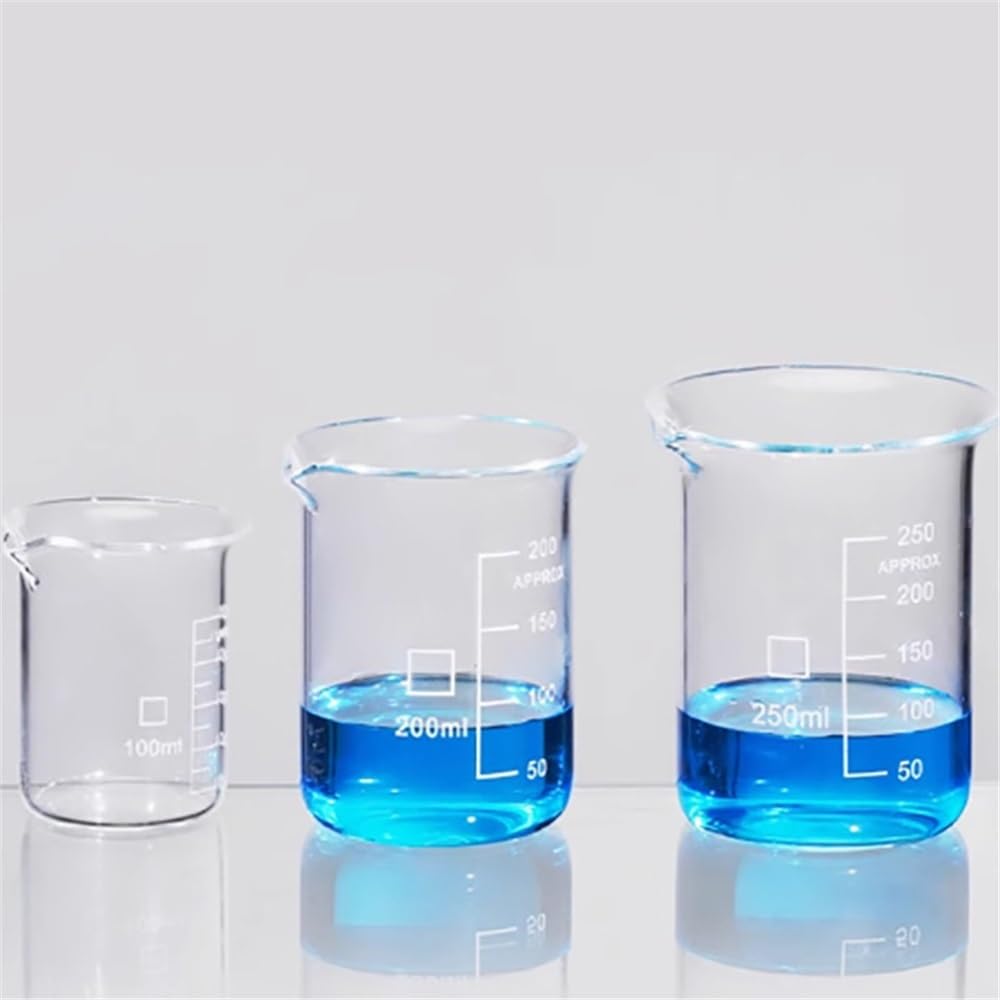 Laborglaswaren Quarzbecher, hochtemperaturbeständig, graduiertes experimentelles Glasinstrument(500ml)
