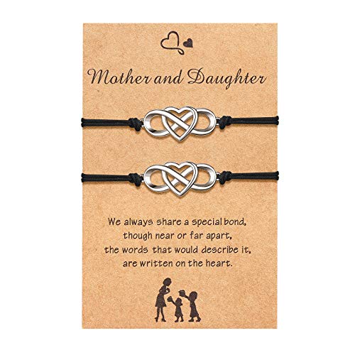 Sincere Mother Daughter Bracelet Set Mom Daughter Mommy and Me Infinity Heart Matching Wish Bracelet for 2 Jewelry Gift for Mother Daughter Girls Women