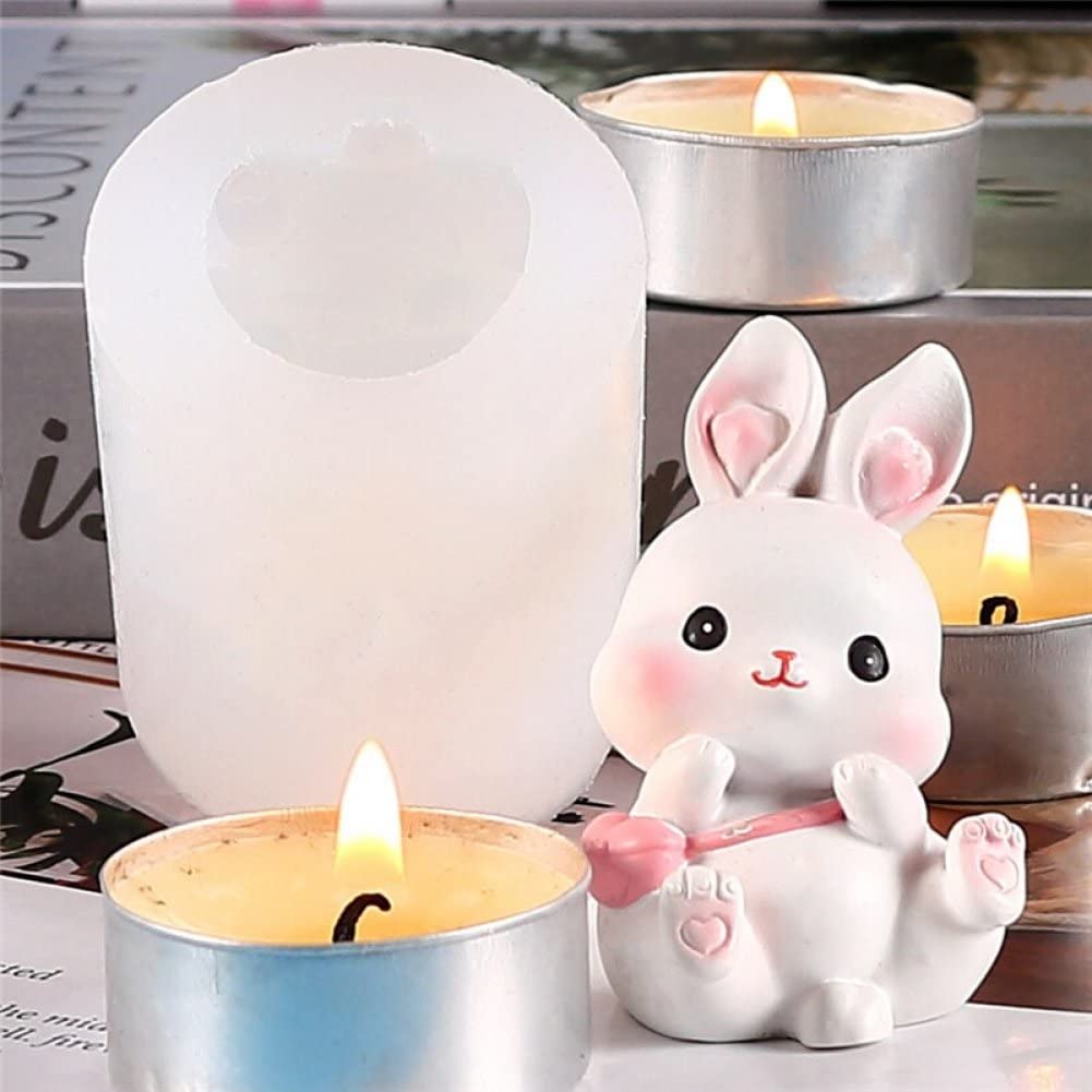 moules en silicone, Lot de 4 moules en silicone en forme de lapin de Pâques for savon, bougie, décoration de gâteaux, plusieurs tailles