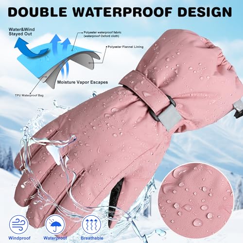 ThxToms Kids Winter Gloves, Waterproof Ski Snow Gloves for Boys and Girls, Winter Warm Gloves for Cold Weather Outdoor Play2