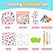 Toyze Birthday Gifts for 3-8 Year Old Girls Cute Stuff Apron for Girls Kids Cooking Sets Toddler Toys Kids Chef Hat and Apron Easter Christmas Stocking Stuffers White-with Cookbook