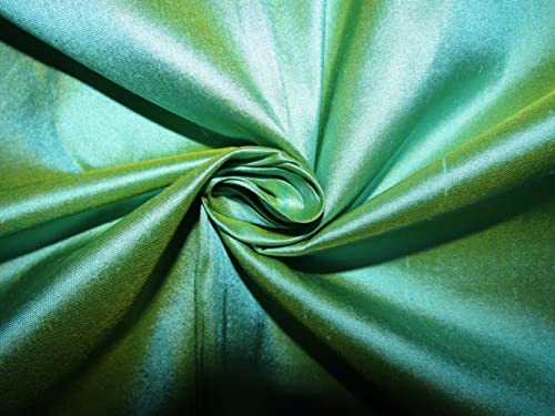 Tissu 100 % soie Dupion bleu x jaune de 137,2 cm pour rideaux lumineux et décoration de salon chic
