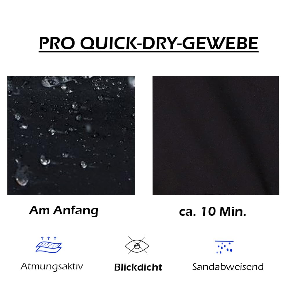 Schnelltrocknende Damen Badeshorts mit 2 Taschen, High Waist Wasserabweisende Badehose, Ohne Innenslip