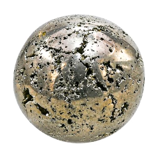 Image of Certified Raw Pyrite Crystal Ball for Meditation - Premium Crystal Vastu Items for Home and Feng Shui Items for Good Luck - Ideal for Pooja Supplies and Spiritual Practices (2 inch Inch)