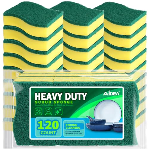 Image of AIDEA Sponges Kitchen, 120-PK Heavy Duty Dish Sponge Kitchen, Scrub Sponges