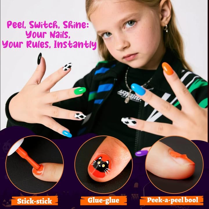 Kids Nail Polish with Stickers, Non-Toxic Toddler Nail Polish, Water-Based, Peelable Polish for Kids, for Party, Holiday Favors, Party Favors image 4