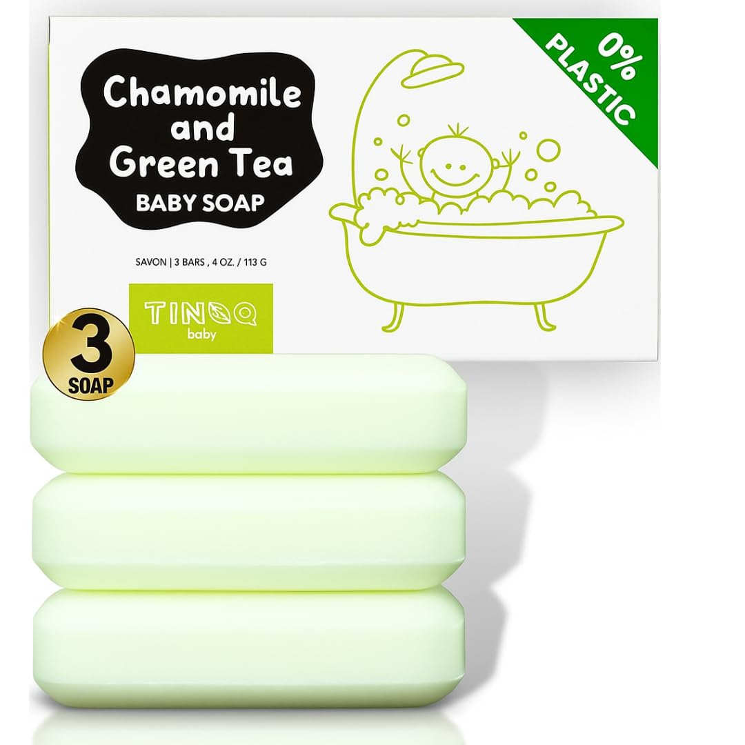 Hypoallergenic Organic Baby Soap Bar – Chamomile & Green Tea Oil – Gentle Cleansing Body Wash for Sensitive Skin | Babies, Toddlers, and Kids | 3-Pack Hypoallergenic Organic Baby Soap Bar – Chamomile & Green Tea Oil – Gentle Cleansing Body Wash for Sensitive Skin | Babies, Toddlers, and Kids | 3-Pack