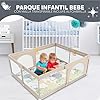 EveryKip® Parque Infantil Bebe 120x120cm Con Alfombra Suelo Corralito Bebe Plegable Centro De Actividad Con Malla Transpirable Baby Playpen (Beige) #2