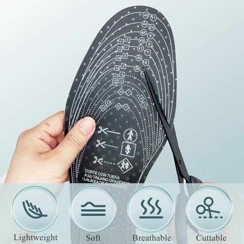 Image of 4 Pairs Unisex Breathable Latex Shoe Insoles Cuttable Universal Shoe Pads Cushioning Walking Comfort Ultra Soft Shoe Inserts with Holes Replacement Insoles for Men 7-11 Woman 1-8 (Black,White)