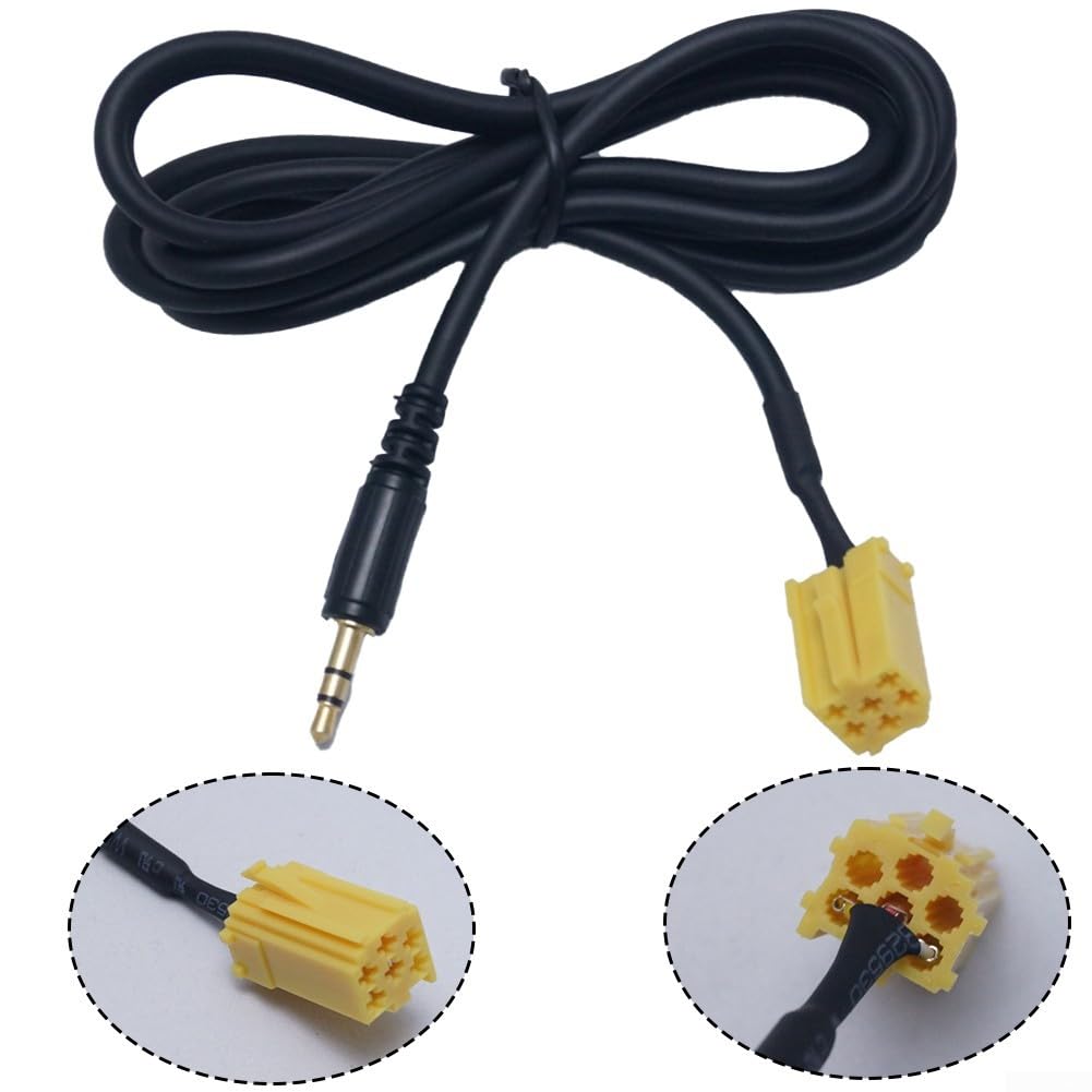 Cavo di ingresso audio AUX compatibile con modelli Fiat e Alfa Romeo con jack da 3,5 mm e interfaccia pannello posteriore radio a 6 pin