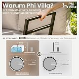PHI VILLA Gartenmöbel Balkonmöbel Set 4 Teilig, Metall Lounge Möbel Outdoor Gartenlounge Set 4-Sitzer, Terrassenmöbel Modulare Möbel mit Verstärkten Kissen und Kaffeetisch, Beige