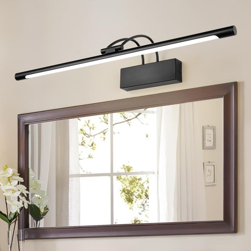 LED Spiegelleuchte Bad Lampe Modern Spiegel Beleuchtung Lampe Badlampe Metall Spiegellampe Mit Schalter Wandlampe Neutralweiß Licht 4000K IP44 Wasserdicht LED Make-Up Light,Schwarz 12W