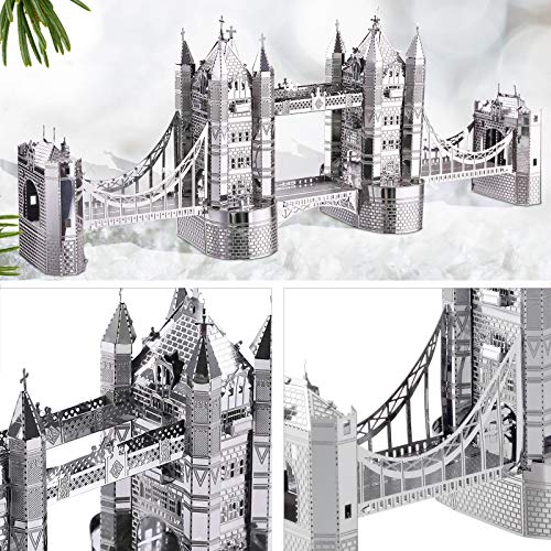 Piececool 3D Puzzles for Adults, London Tower Bridge Metal Models Kit, Famous Landmarks Architecture Building Models Kits, DIY Craft Kits Gifts for Birhtday Christmas, 65 Pcs - Image 2