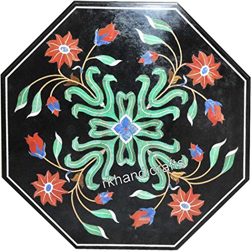 16 x 16 Inches Royal Marble Corner Table Top Stone Coffee Table with M