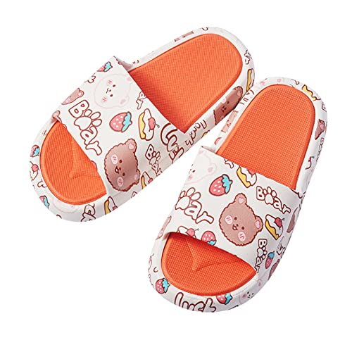 Kids Sandals Y Sandals Prints Slip Children Non-Slip Cratoon Shower Slipper House Cat Slippers for (Orange, 7-8 Years)