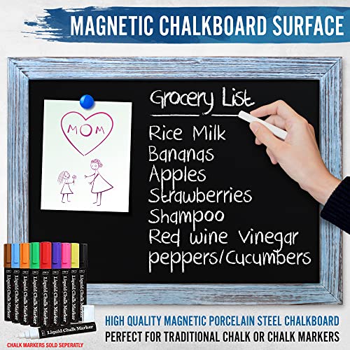 Hbcy Creations Rustic Blue Magnetic Wall Chalkboard, 18" X 24" Framed Decorative Chalkboard - Great For Kitchen Decor, Weddings, Restaurant Menus And More! … (18" X 24")… #TOP5