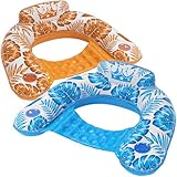 Jasonwell Inflatable Pool Float Chair - 2 Pack Pool Floaties Chair Floats Loungers for Swimming Pools Floating Lounger with Cup Holders Toy Party Floaties for Adults L