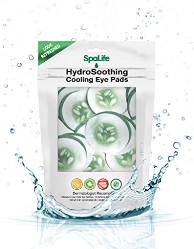 Spa Life Cucumber Hydro Soothing Cooling Eye Pads - 2 Packs (12 Treatments Each) (Choose from Orange Kiwi Strawberry Cucumber or Aloe)