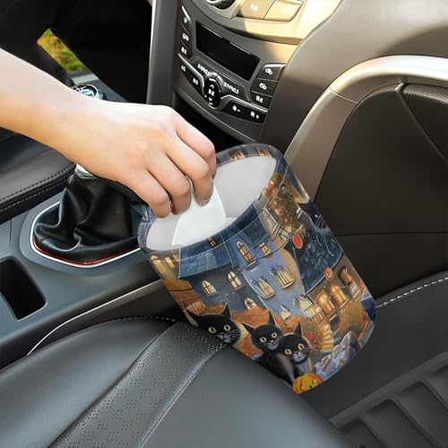 Image of Castle Cat Vehicle Trash Can Mini Car Trash Bin Car Organizer for Back Seat, Floor, or Hanging Headrest Car Decor Road Trip Essentials