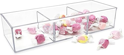 Miniatura 5 de Isaac Jacobs Organizador apilable de acrílico grande de 3 compartimentos (12.9 pulgadas de largo x 5 pulgadas de ancho x 2.7 pulgadas de alto),