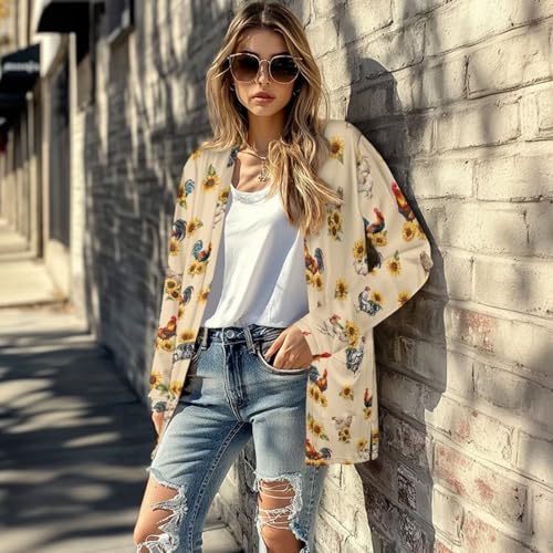 Image of Biyejit Women's Long Sleeve Open Front Cardigan Casual Loose Lightweight Cardigans with Pockets Drape Cardigan