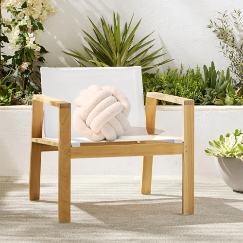 Yhoelata Knotenkissen, Dekokissen Beige Weiß, Zierkissen Aesthetic Sofakissen aus Teddysamt, Bett Deko Kissen Runden für Kind Schlafzimmer, Geschenk 22 cm