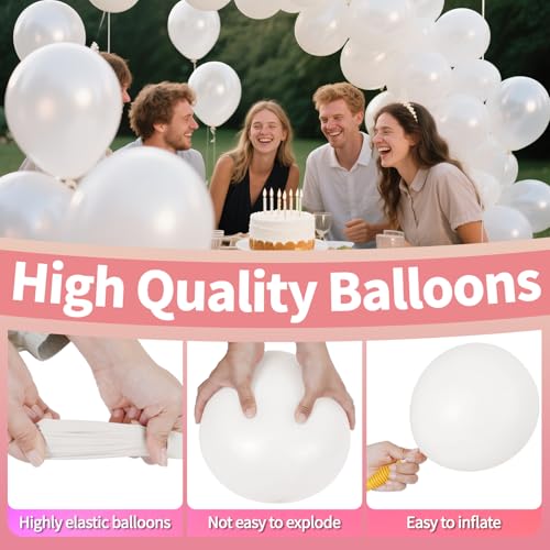 Image of Pearl White Balloon 110pcs, 12 Inch Thickened Latex Party Balloons Helium Bright Color for Birthday Baby Shower Wedding Party Supplies Arch Garland Decoration