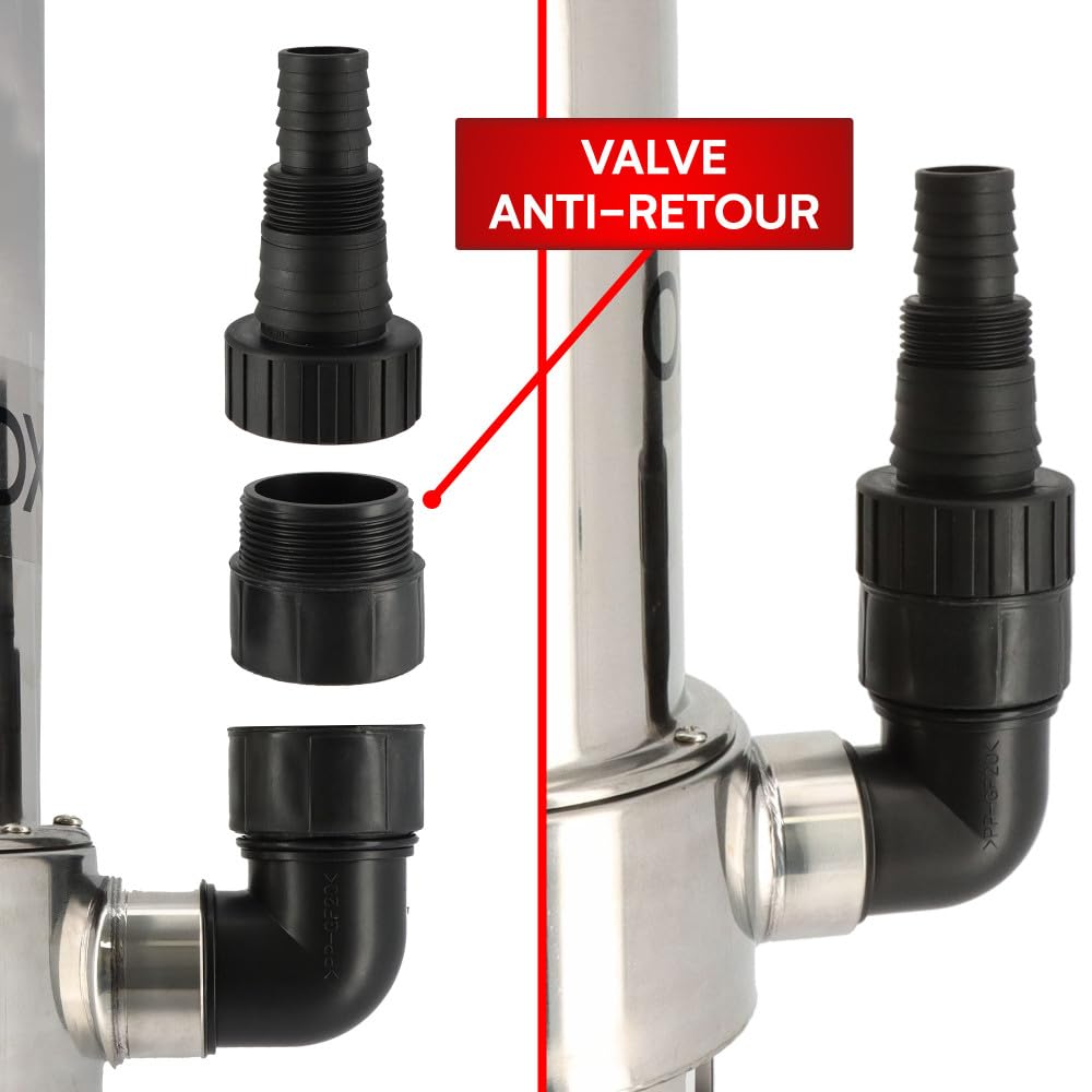 Pompe vide cave 1100W - Corps Inox - Eaux chargées - Inondation - Hauteur refoulement 9,5m - Câble alimentation 10m