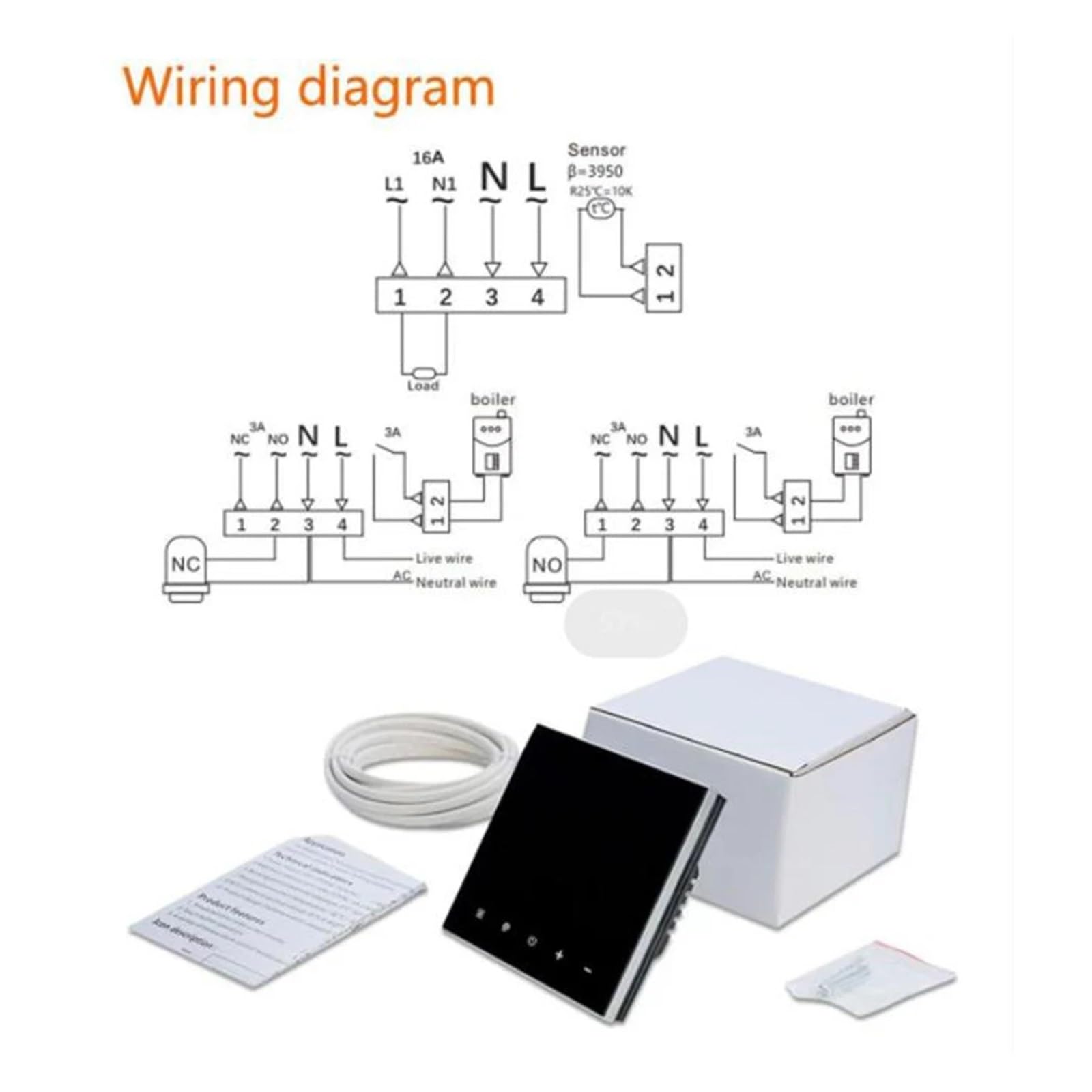 Termostat cyfrowy, 1pc Tuya inteligentny elektryczny termostat do ogrzewania podłogowego kocioł gazowy naścienny sterowanie głosem telefonu komórkowego(3A WIFI black)