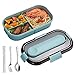 Porta Pranzo, Lunch Box, Lunch Box con Posate, Bento Box Scuola Pranzo, Bento Box con Posate, Lunch Box con 3 Scomparti, 1200ml, per Studenti, Adulti, Bambini Picnic (Blu)