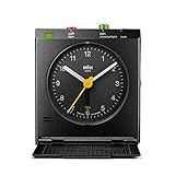 Reloj despertador de viaje analógico de Braun controlado por reflejo de color azul