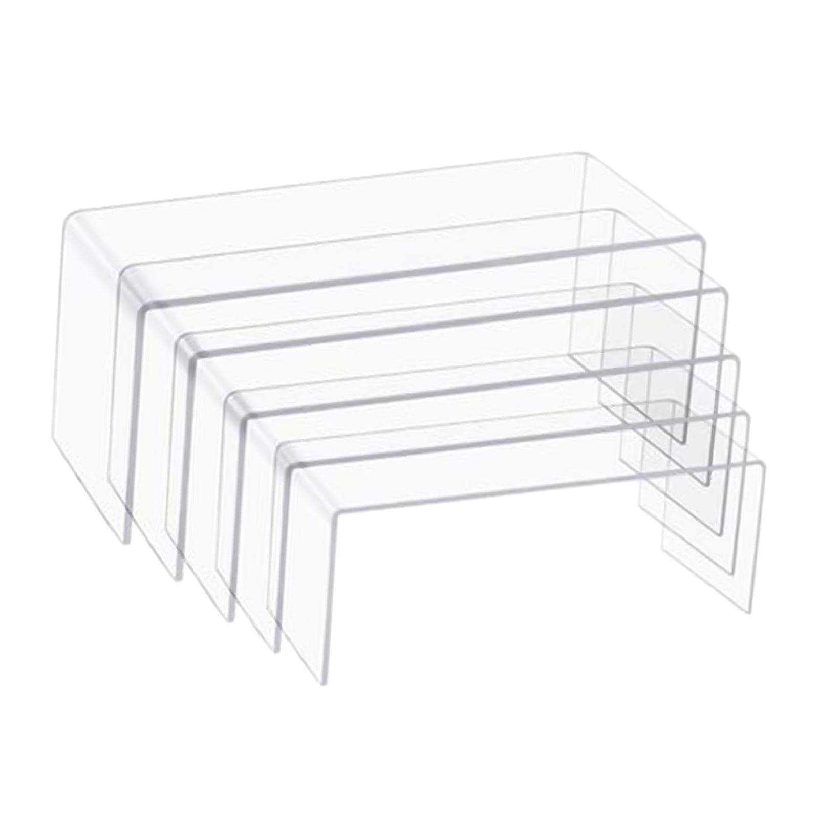 Expositores acrílicos rectangulares de 4mm en pack de 5 elevadores para colecciones 8