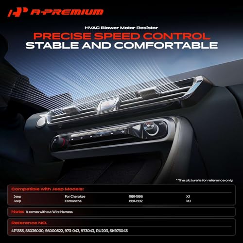 Image of A-Premium Front HVAC Blower Motor Resistor Compatible with Jeep Models | for Cherokee 1991-1996, Comanche 1991-1992