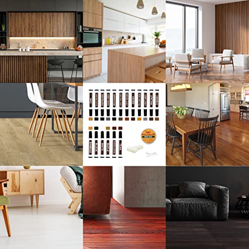 Furniture Markers Touch Up Kit - New Upgrade 18 Colors Wood Scratch Repair Kit With Beeswax Furniture Polish, Wood Markers Pens For Scratches, Stains - Restore Wooden Floor, Table, Cabinet, Bedpost #TOP6