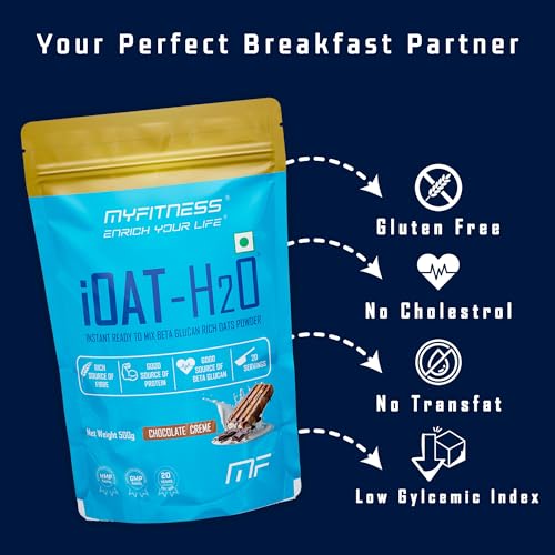 Image of Oats Powder | iOat H2O | Instant Ready To Mix Beta Glucan Rich Flavoured Oats Powder | Breakfast Cereals (500g (Pack Of 1), Cafe Mocha)