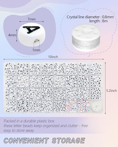 Image of Amaney 1600pcs Acrylic Alpabet Letter Beads,31 Styles,Heart,Number,Star and Smiley Beads,4x7mm for Jewelry Making Bracelets Necklaces Key Chains