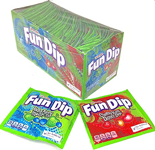 Fun Dip Candy Sticks 2 Flavor Bulk Pack, Cherry Yum Diddly Dip And Razzapple Magic Dip Flavors With Nosh Pack Mints, Candy Variety Pack, Individually Wrapped (48 Pack) #TOP2